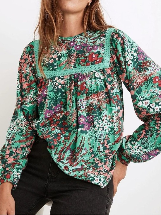 Banjanan Tops - In 🔜 Banjanan Cassandra Green Multicolor Floral Long-Sleeve Blouse M